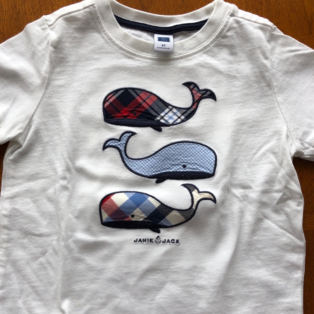 Plaid Whale Embroidered Tre